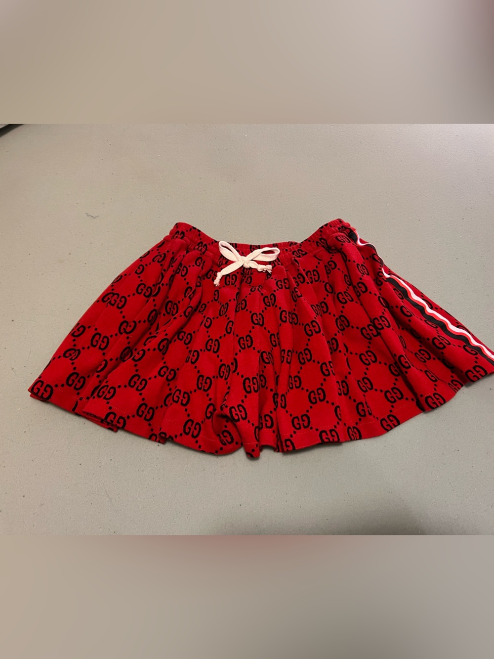 Gucci Red Logo Knit Skort with Side Stripes